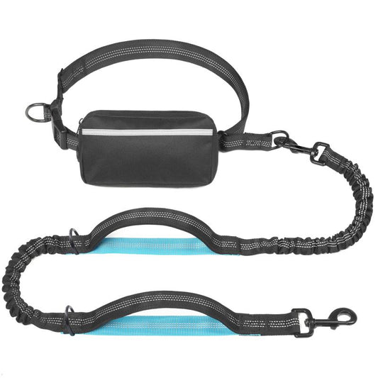 Iyoshop Hands Free Dog Leash with Zipper Pouch, Dual Padded Handles and Durable Bungee for Walking, Jogging and Running Your Dog