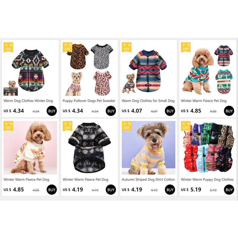Warm Winter Dog Coat - Cozy Fleece Jacket for Small Dogs | Chihuahua, Cats | Cartoon Pet Sweater Apparel