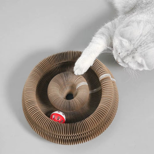 Magic Organ Cat Scratching Board Cat Scratcher Foldable Cat Interactive Toys round Corrugated Scratching Post Toys Pet Supplies