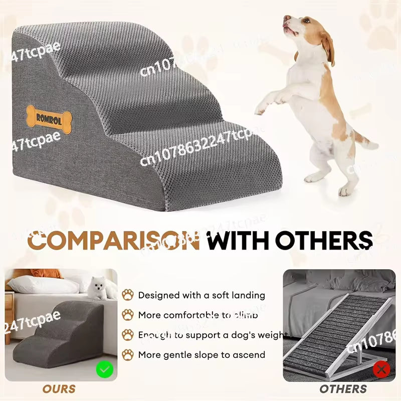Detachable Pet Stairs, High-Density Soft Sponge Dog Ramp Stairs, Ultra Wide anti Slip Steps, Suitable for High Beds or Sofas
