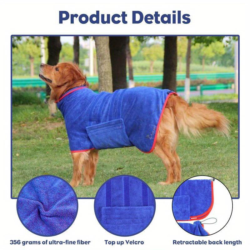 Adjustable Pet Bath Robe, Quick Drying Animal Grooming Cloak with Hook & Loop Fastener, Soft & Comfortable Pet Bath Towel, Dog & Cat Grooming Supplies, Dog Accessories Blanket , Dog Stuff, Pet Products, Dog Grooming Kit