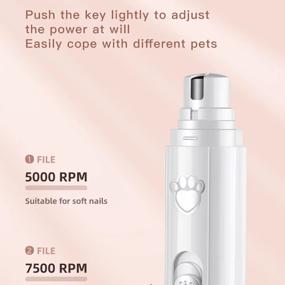 5V USB Electric Cat Nail Grinder with Clippers LED Light Pet Nail Grinder 500 Mah Pet Nail Trimmers for Dog Paws Grooming