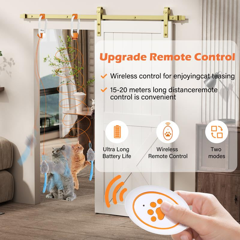 Happycode Rechargeable Interactive Pets Toy,Electric Cat Teaser,Upgraded Dual Mode, Irregular Rocking & 360° Spinning with Remote, Door Clip Design, Stimulates Mind & Body, Motion Activated, Cat Toys, Cat Stuff