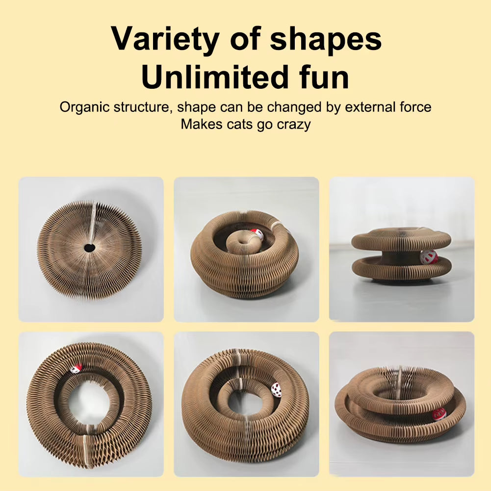 Magic Organ Cat Scratching Board Cat Scratcher Foldable Cat Interactive Toys round Corrugated Scratching Post Toys Pet Supplies