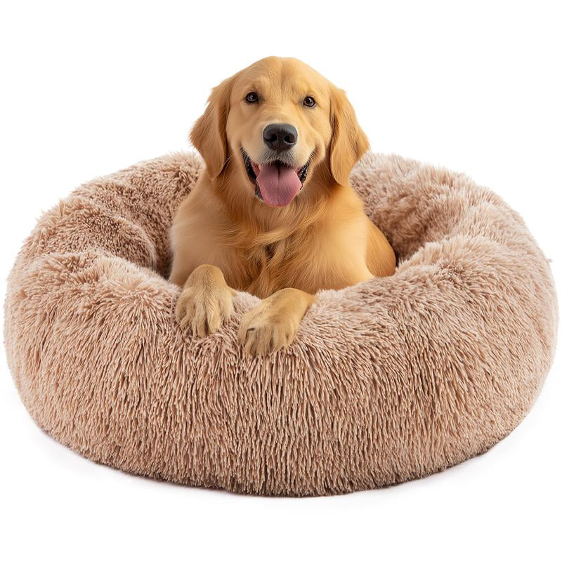 Sweetcrispy Official Soothing Donut Pet Bed for Cats & Pups | Machine-Washable Cozy Nest | Plush Waterproof Faux Fur | Non-Slip Base for Small Breeds