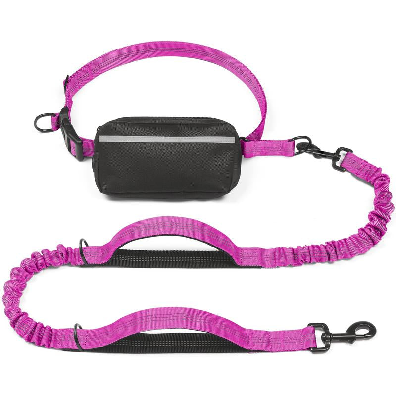 Iyoshop Hands Free Dog Leash with Zipper Pouch, Dual Padded Handles and Durable Bungee for Walking, Jogging and Running Your Dog