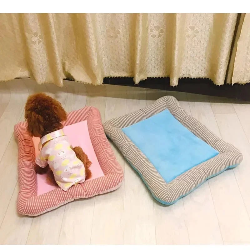 Cooling Pad Bed for Dogs Cats Puppy Kitten Cool Mat Pet Blanket Ice Silk Material Soft for Summer Sleeping Pink Blue Breathable