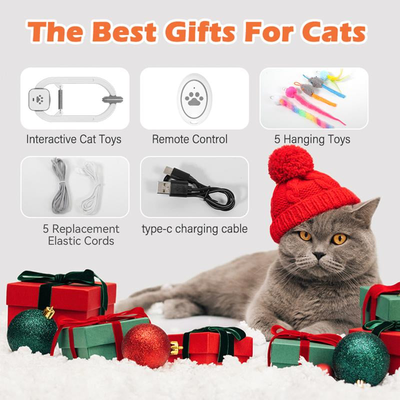 Happycode Rechargeable Interactive Pets Toy,Electric Cat Teaser,Upgraded Dual Mode, Irregular Rocking & 360° Spinning with Remote, Door Clip Design, Stimulates Mind & Body, Motion Activated, Cat Toys, Cat Stuff